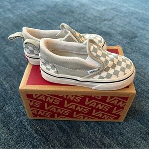 Vans Checkerboard Slip-On Sneakers, Grey, Toddler Size 5